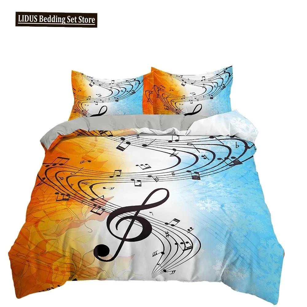 Music Notes Bedding Set Duvet Cover Set Piano Keys Keyboard Bed Set Classic Music Melody Comforter Cover For Kids Boys Girls