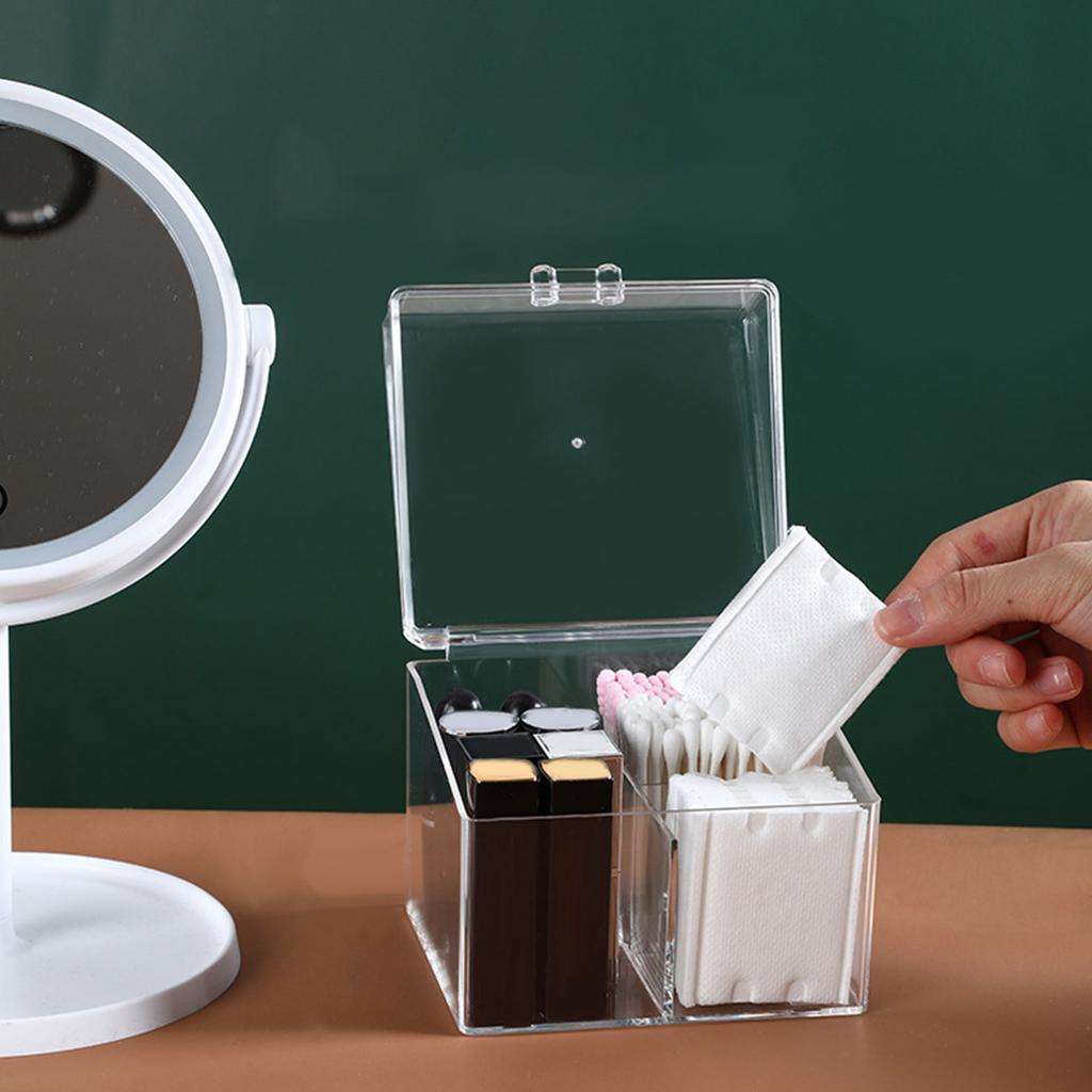 Clear Cotton Swab Box Dustproof Waterproof Acrylic Transparent Cotton Swab Organizer with Lid for Co
