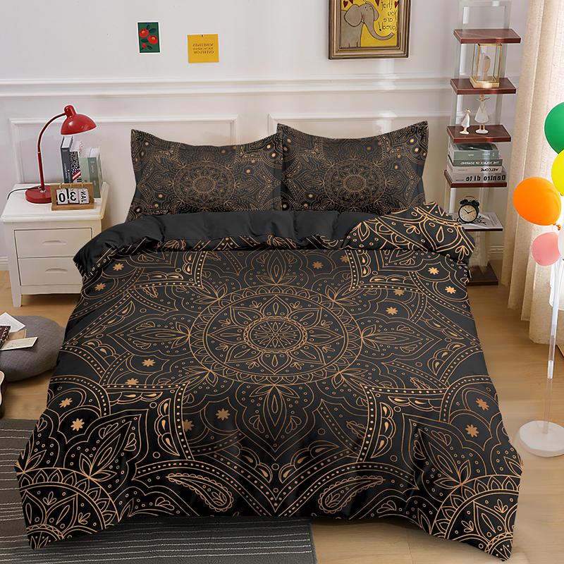 Psychedelic Boho Luxury Bedding Set 2/3PCS With Pillowcase King Mandala Duvet Cover Queen Comforter Cover Polyester Quilt Cover