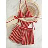New Men's Swimwear 3 Piece Set Featuring Mesh Swim Trunks and Tie Side Bikini Briefs 0874