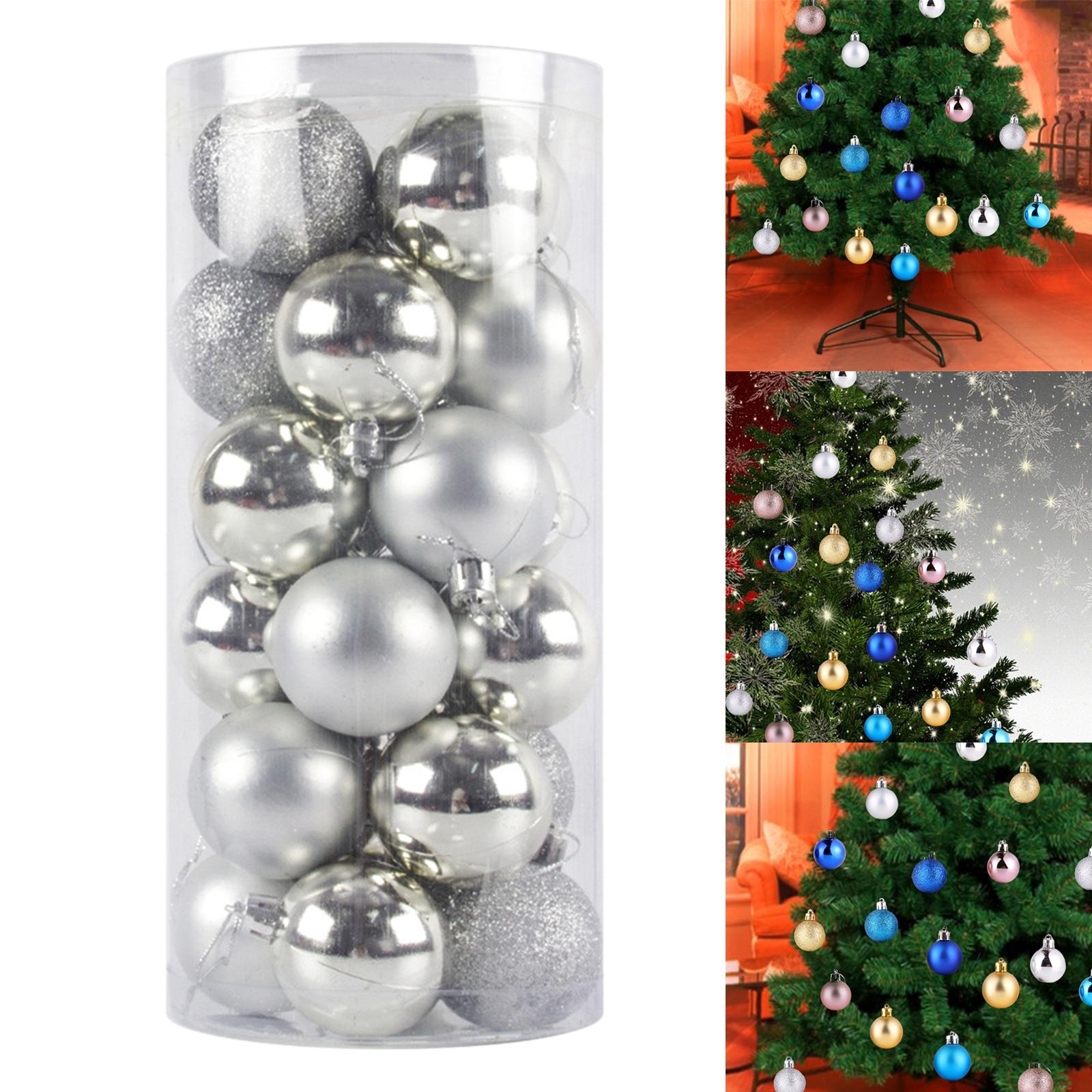 

24Pcs Christmas Ball Ornaments Crafts DIY Hanging Balls Decorative Christmas Baubles for Holiday Home Festivals New Year Wedding срібний