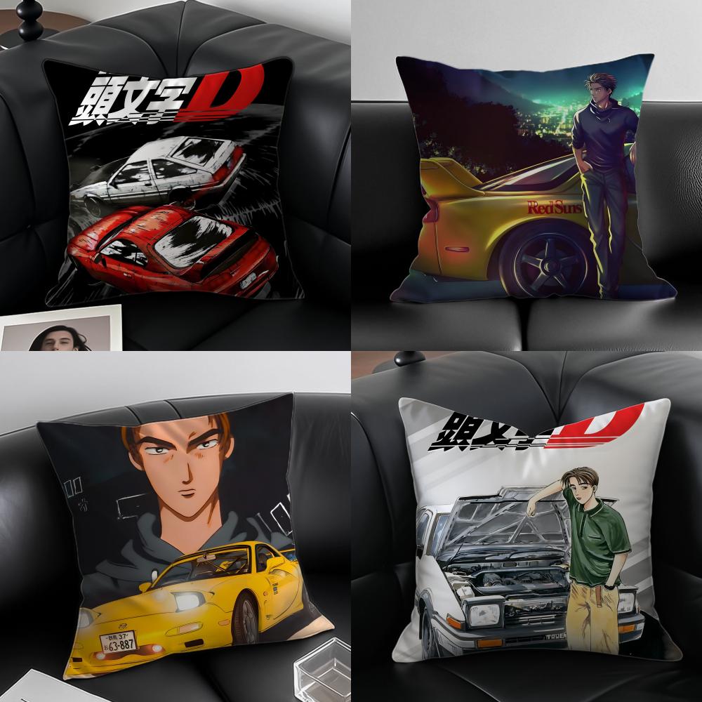 Anime Racing IInitial D Cushion Cover Pillow Case Antidustmite Invisible Zipper Silky Plush Cushion