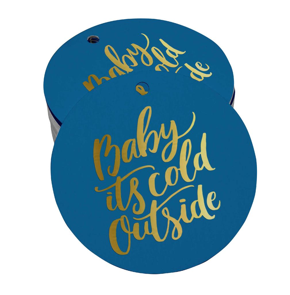 Inkdotpot Real Gold Foil Baby It's Cold Outside Baby Shower Tags Favor Hang Paper Tags 100