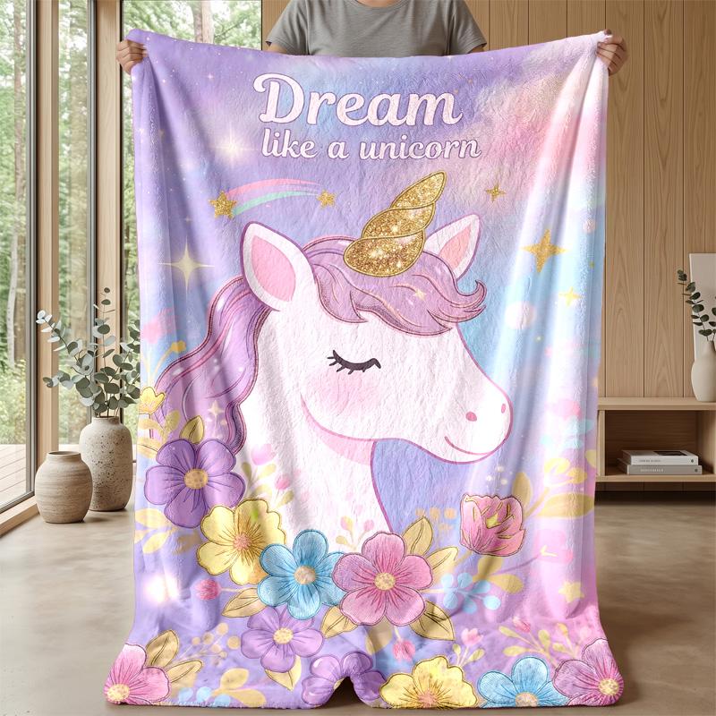 Unicorn Castle Rainbow Theme blanket Lightweight Warm Flannel Blanket Decorative Throw Blanket for Home Decoration