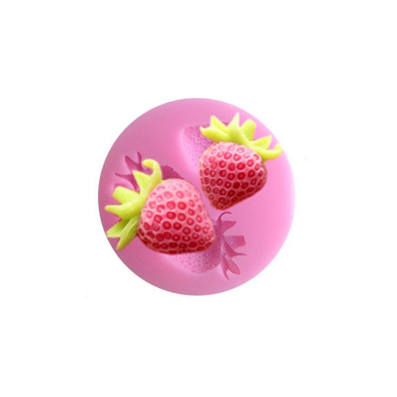 Three Holes Strawberry Fruit Silicone Mold Fondant Molds Sugar Craft Tools Chocolate Mould for Cakes Tools Bakeware