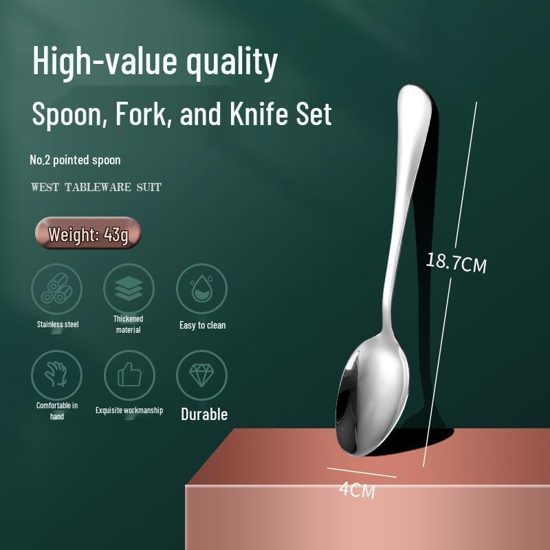 1010 Stainless Steel Western Cutlery Set: Knife, Fork, Spoon, Dessert & Coffee Spoon, Steak Knife.