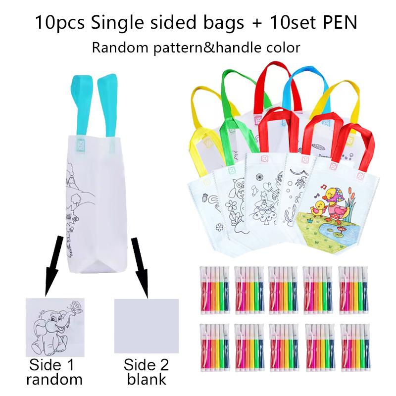 

Children Drawing Toys DIY Graffiti Bag And Colored Marking Painting Non Woven Gift Bag Crafts Colorful Filling Painting Bag TMZ