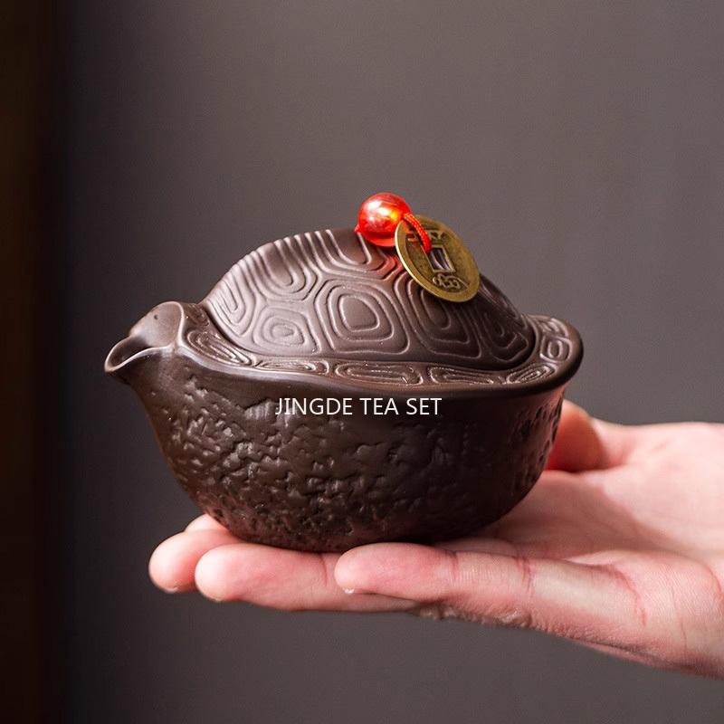 

Chinese Yixing Master s Handmade ultra Rich Purple Clay Teapot, Hand Held Tea Ware,Relief Carving, Tea Set Puer Tea Pot 130ml