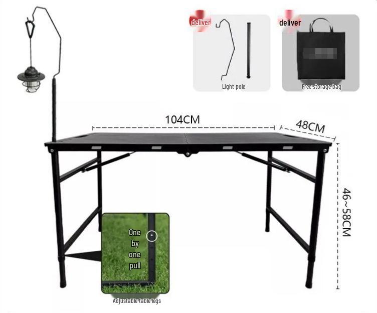 

Tactical Outdoor Folding Table: Lightweight Portable Picnic and BBQ Table with Semi-Automatic Hydraulic Rod