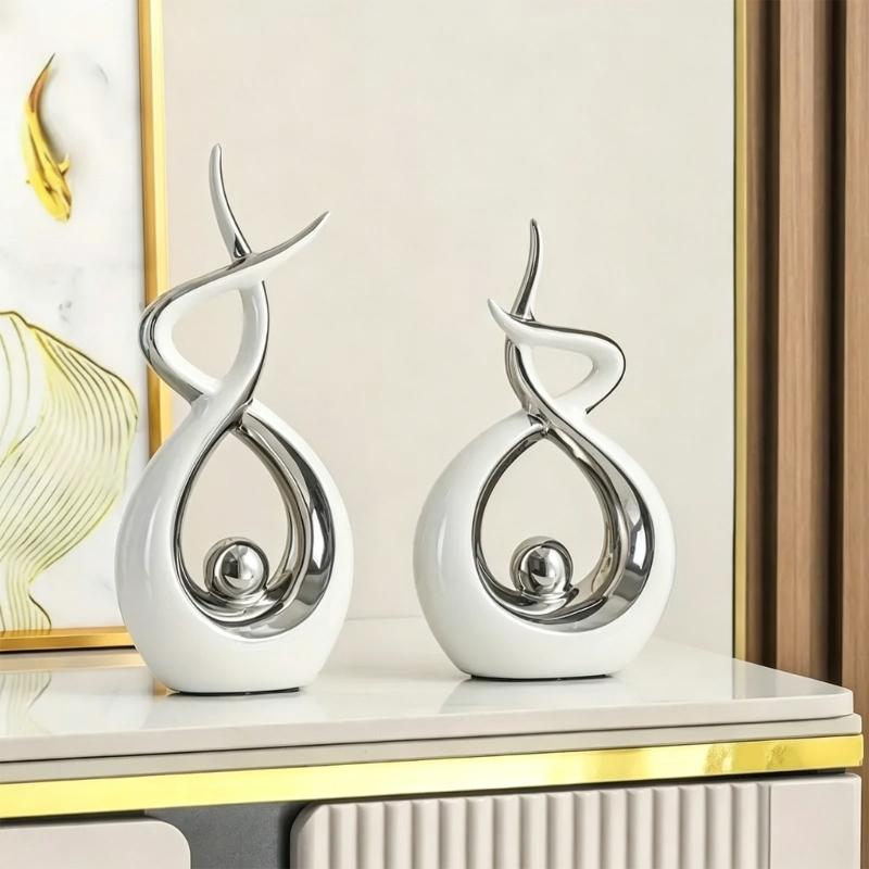 Resin Flame Statue,Abstract Art Sculpture Modern Home Decors,Minimal Art Abstract Art Figurine for Shelf Coffee Table Centerpieces