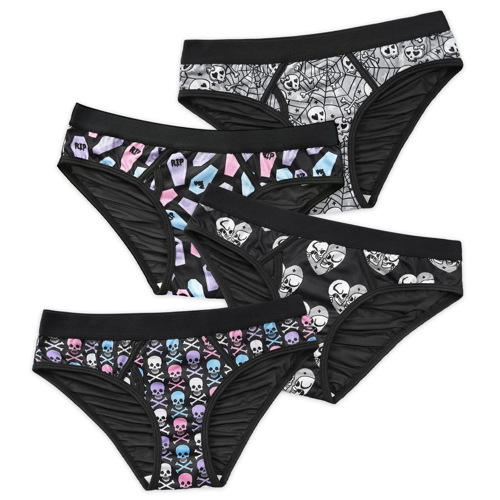 LittleForBig Women's Gothic-chan Underwear, Smooth and Silky Mesh Panties, Set of 4, XXXXL
