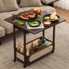 Foldable Side Table Wood-Grain Furniture Scratch-Resistant for Living Room