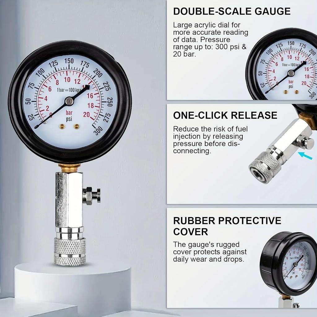 New Rapid Connected Petrol Gas Engine Cylinder Compressor Gauge Meter Test Pressure Compression Tester Leakage Diagnostic