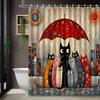 Whimsical Cat Umbrella Shower Curtain Waterproof Bathroom Decor Artistic Animal Print Liner for Modern Home Bathroom Accessories