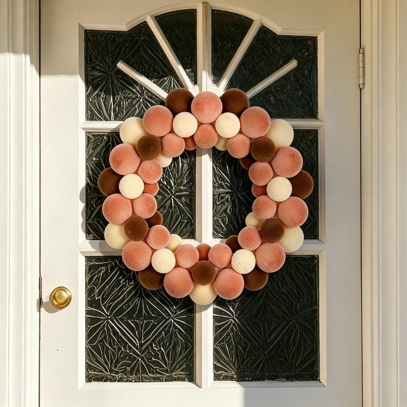 Handmade Ball Wreath Door Hanging Decoration Christmas Wreath For Wall Or Front Door Display Indoor and Outdoor Decoration