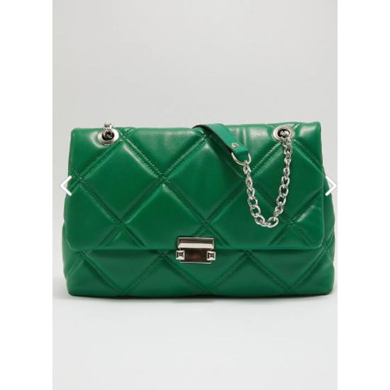 Kadın Zincirli Kapitone Çapraz Askılı Çanta Yeşil