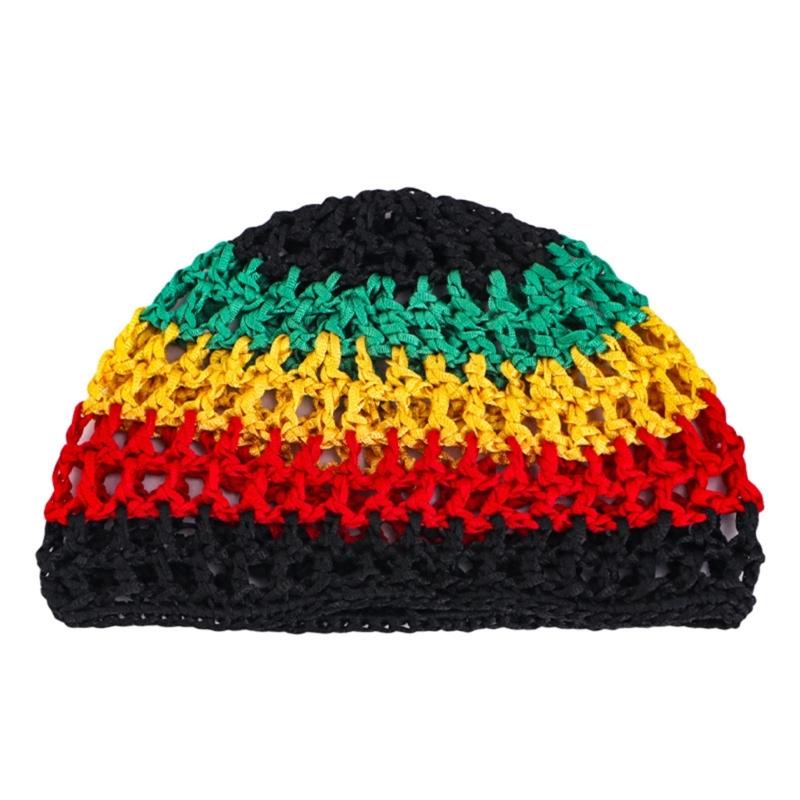 

Elegant Handwoven Pullover Hat Breathable Hat Crochet Hollow Hat Holiday Crochet Hat Handwoven Hair Net Reggae 1