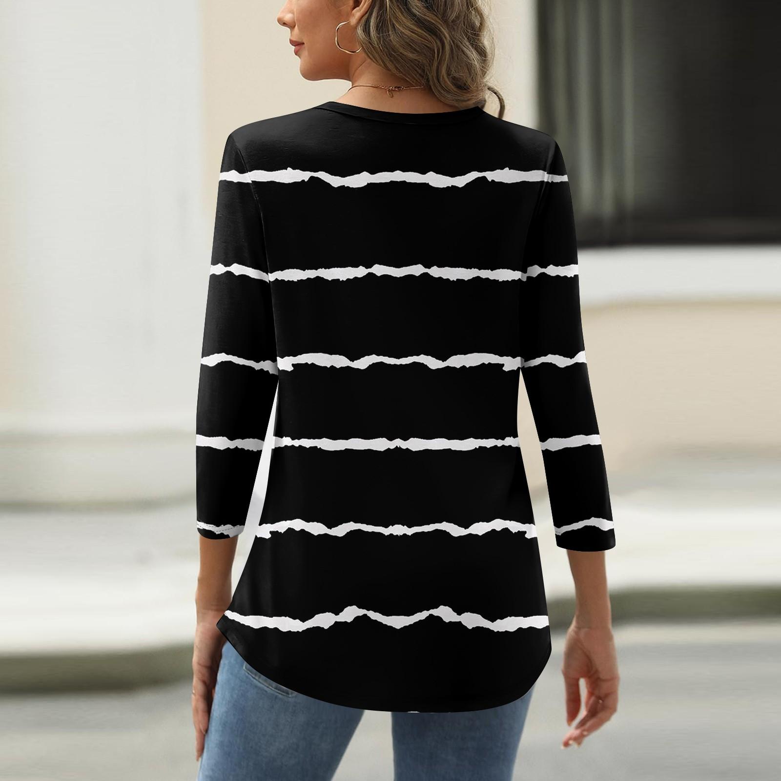 

Рубашки с рукавом 3/4 для женщин, милые футболки с графическим принтом, блузки, повседневные базовые топы больших размеров, пуловеры XL белый