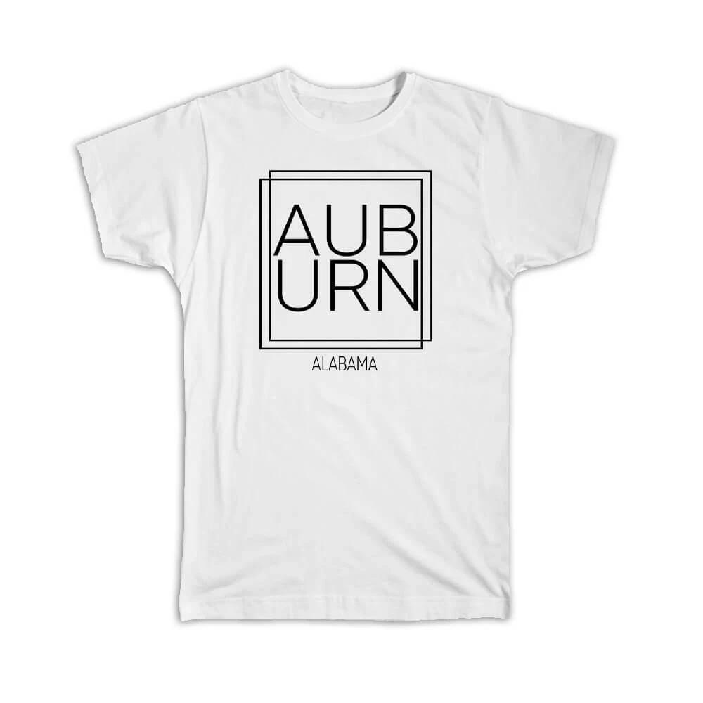 Gift T-Shirt : AUBURN Alabama Square Modern Minimalist Font S