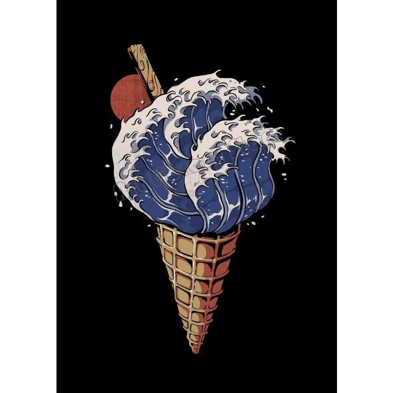 Japon Yemeği Ukiyo-e Ramen Kasesi Dondurma Okyanus Dalgası Duvar Sanatı Poster Tuval Tablo Duvar Sanatı Resimleri Ev Oturma Odası Dekoru