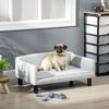 Velvet Dog Sofa for Medium and Small Dogs with Cushion, Armrests and Backrest, 82x54x36 Cm, Light Grey