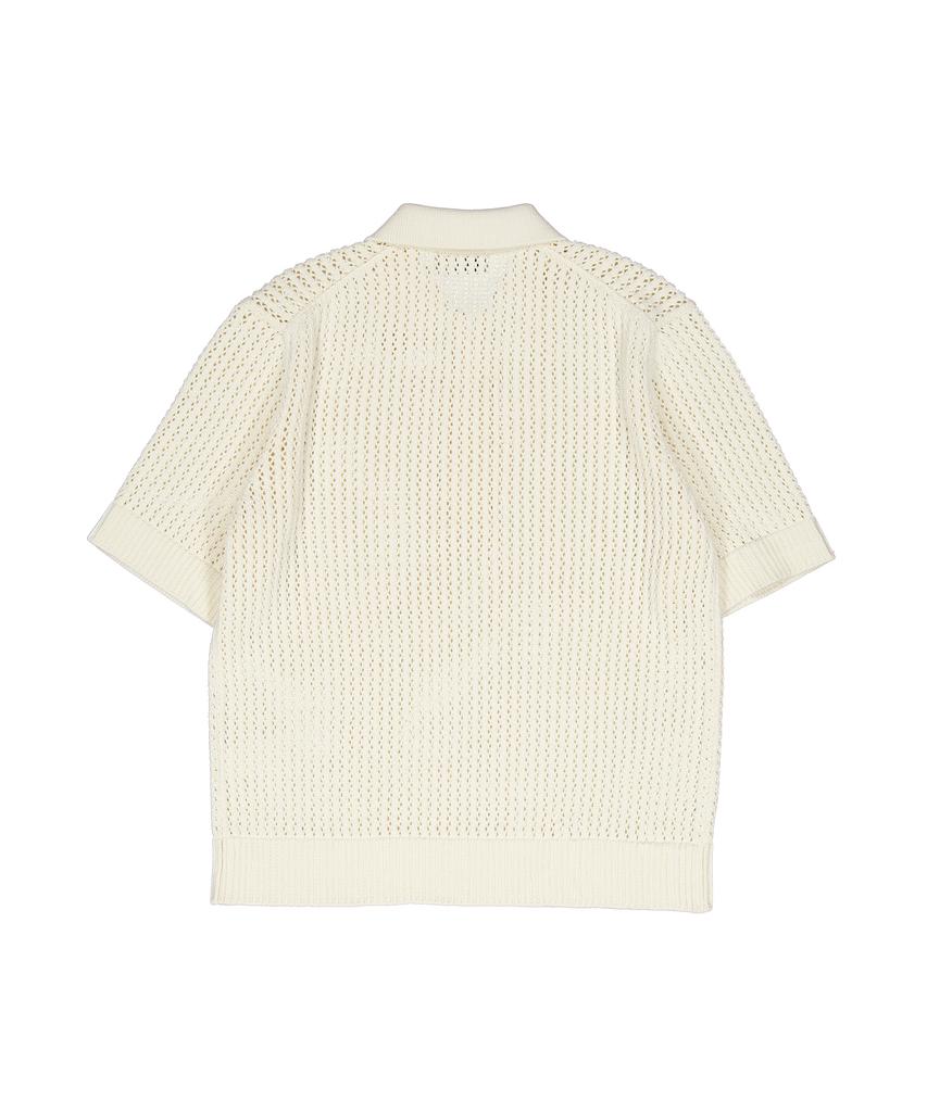 Digeule Rope Short Sleeve Cotton Knit Oatmeal