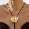 Vintage Metal Irregular Round Pendant Necklaces for Women Exaggerated Black Leather Long Rope Adjustable Necklaces Party Jewelry