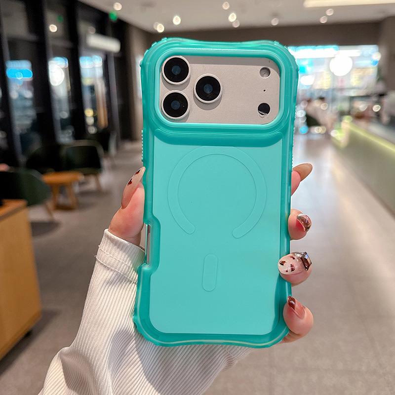 For IP17promax Magnetic Waist Beautiful Solid Color Skin Feel TPU Three-in-one Mobile Phone Case for Apple 17 Mobile Phone Case