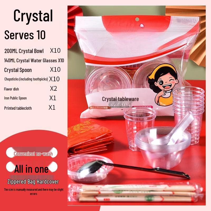 OIMG Disposable Crystal Plastic Tableware Set