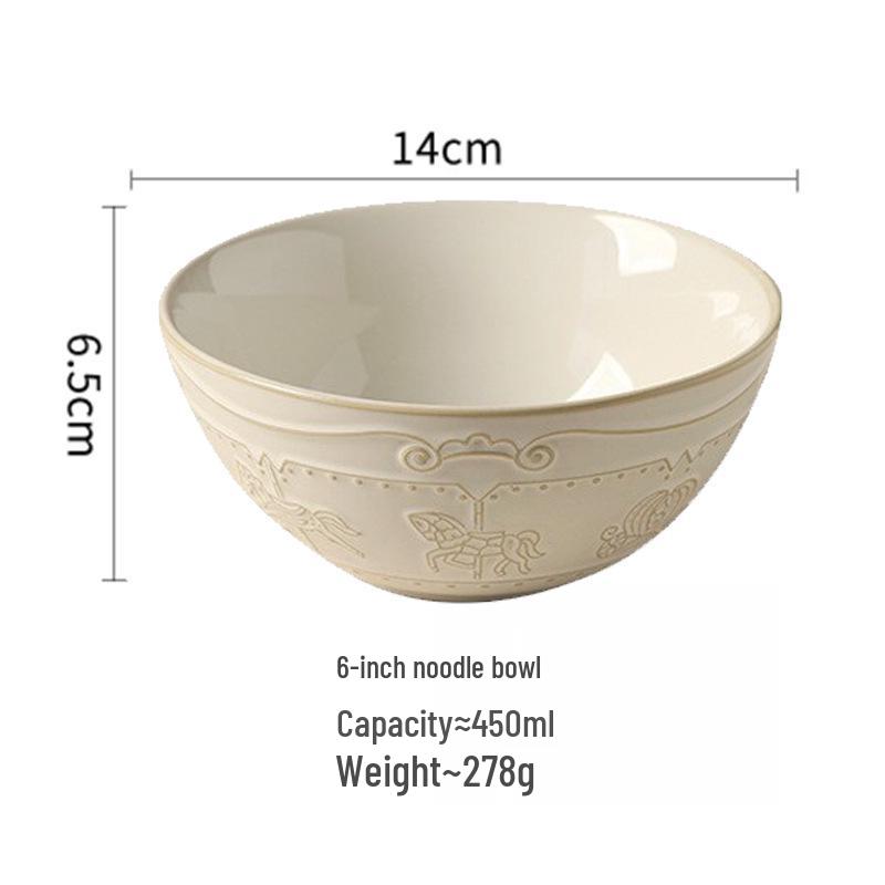 European-Style Embossed French Ceramic Tableware Set: Dinner, Soup, Bowl & Vegetable Plates, Saucers