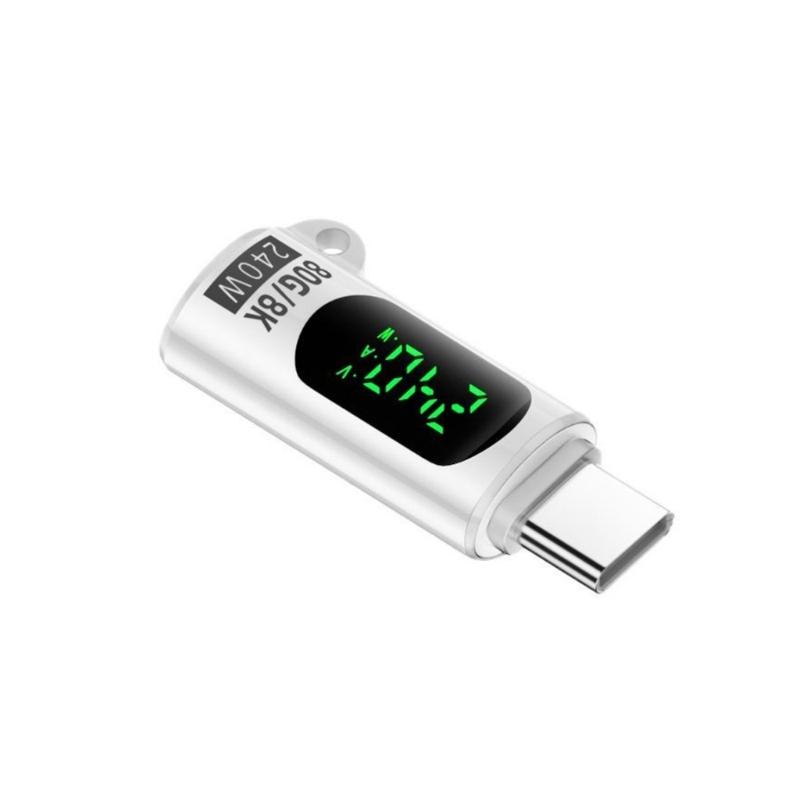 Adapter USB C Męski na Żeński Wyświetlacz Cyfrowy Złącze USB do Telefonu 16 15 Adapter Typu C z Testerem Prądu i Napięć