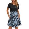 Women's Fashion Casual Loose Round Neck Short Sleeve Printed Pocket Dresses