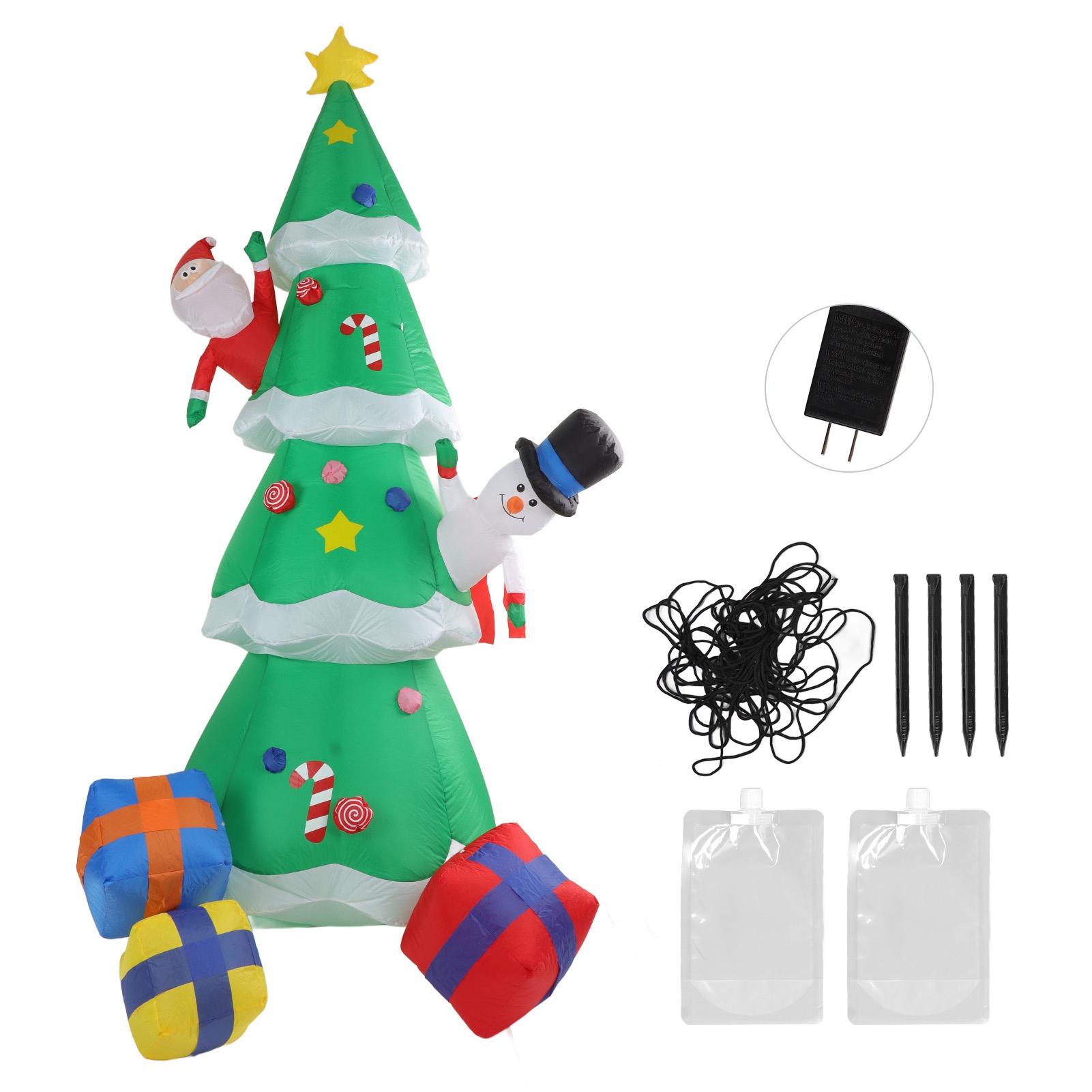 

Надувная новогодняя елка 15 светодиодов, украшение двора рождественской елки с надувными подарочными коробками для