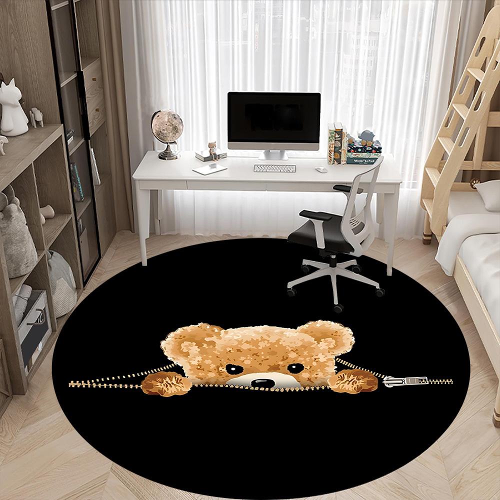 1pc Teddy Bear Carpet for Office Non-Slip, Round Carpet, Soft & Comfortable, Carpet for Office, Lightweight Round Floor Mat