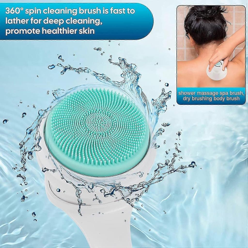 Electric Body Brush Shower Massager, Body Exfoliating Scrubber With Long Handle 5 Multi-purpose Cleansing Heads