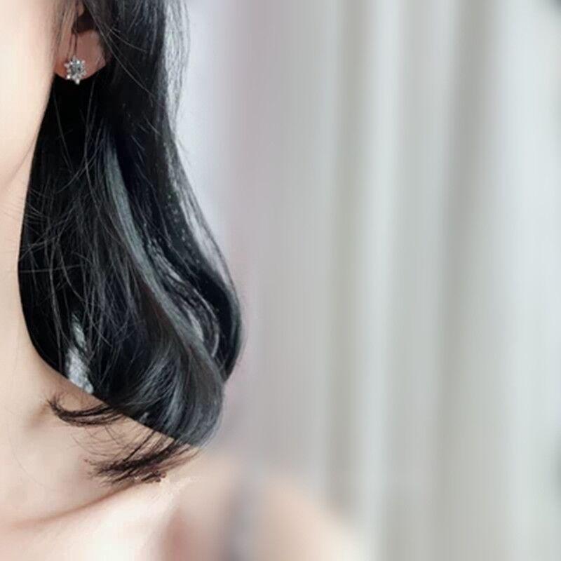 Korean Snowflake Earrings: Sweet Blue & White Diamond Studs for Women