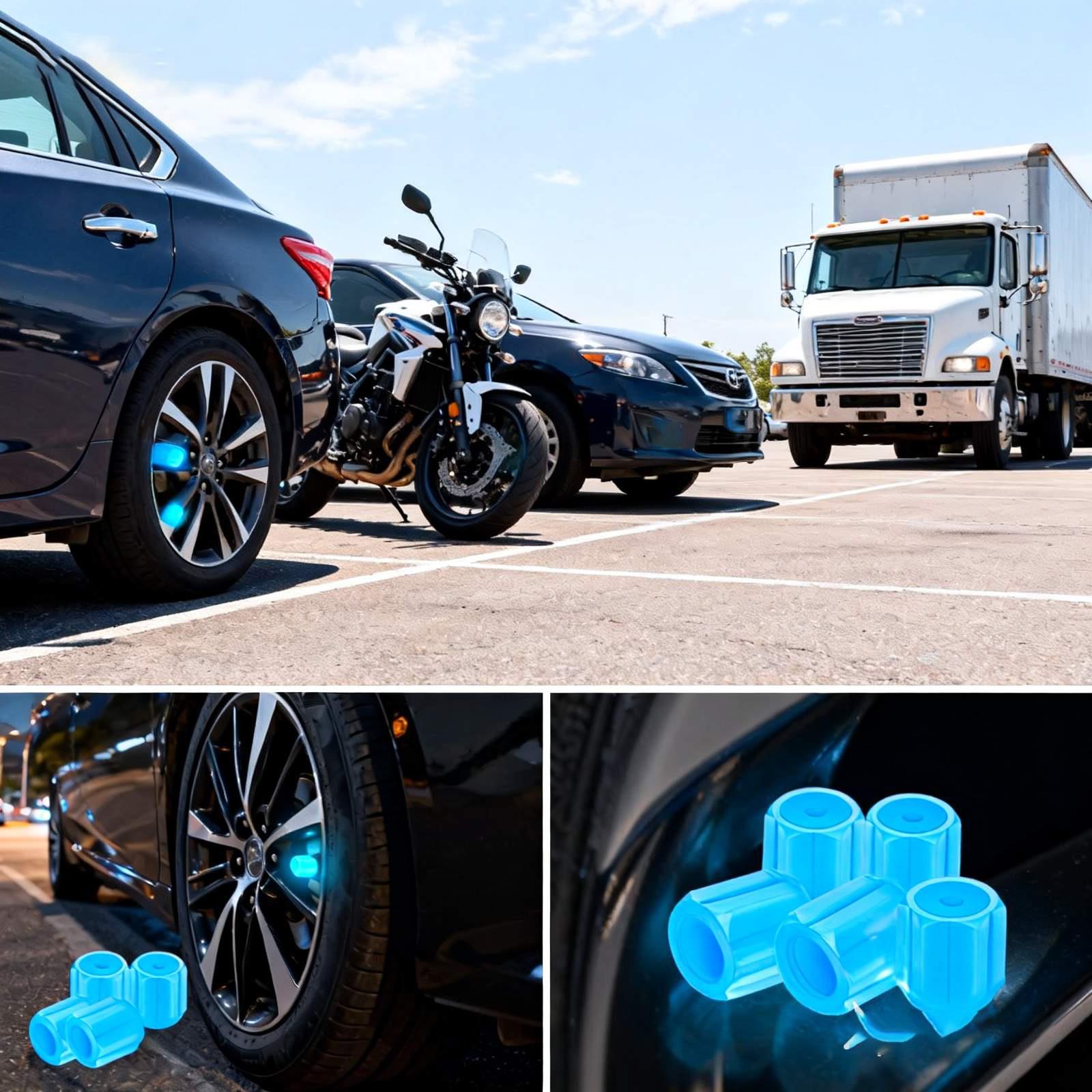 

32 PCS Glow-in-The-Dark Car Tire Cap Set, Fluorescent Glowing Tire Covers For Ars Trucks Motorcycles Suvs And Bikes Accessories One Size