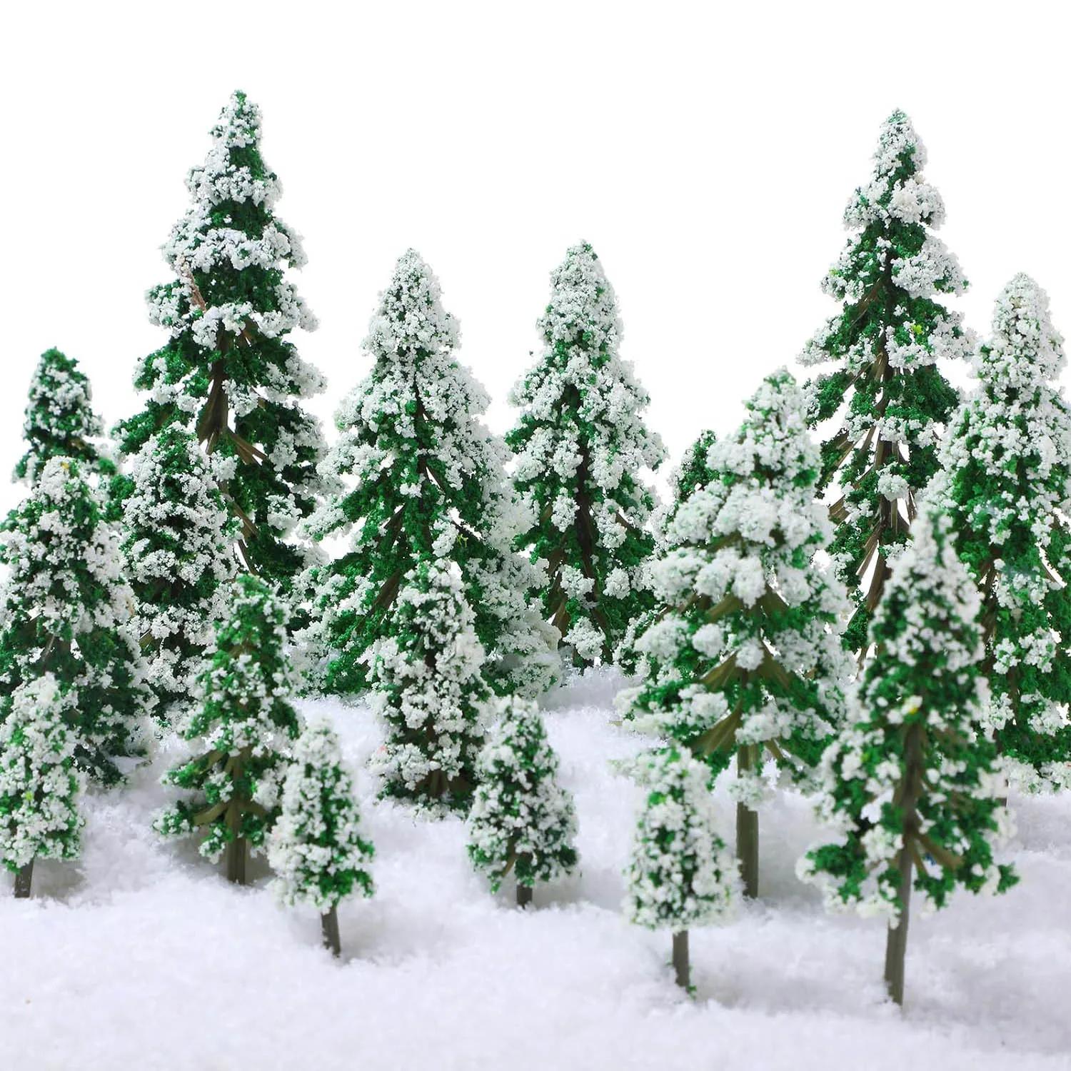 5Pcs Christmas Decoration Mini Snow Pine Model Trees Scenery Trees for Christmas Party Decor Winter Ornaments Crafts for Home 1PCS