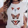 Women's Butterfly Tree Printed Harajuku Summer T-shirt Casual Round Neck Short Sleeve Top T-shirt Fashion Versatile Clothing