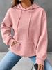 2025 New Women's Loose Hooded Long-sleeved Stitching Sweater Leisure Versatile Round Neck Solid Color Waffle Knit Hoodie