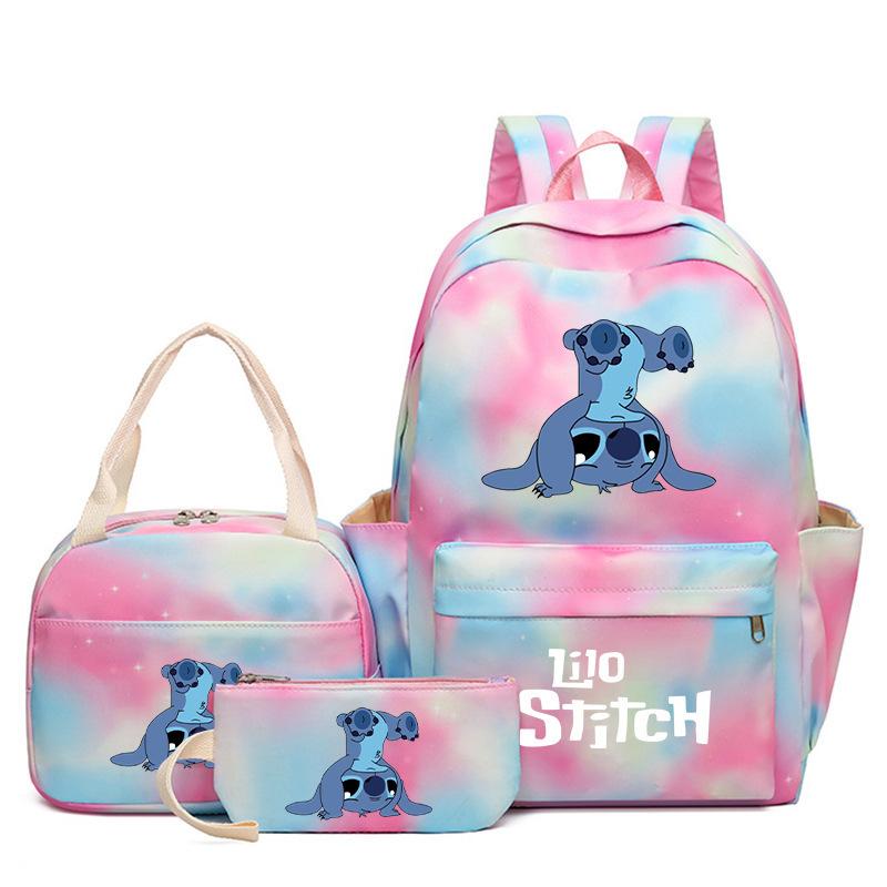 Cartoon Animation Schoolbag Large Capacity Primary And Secondary School Students Backpack Meal Bag Pencil Bag Three-Piece Set