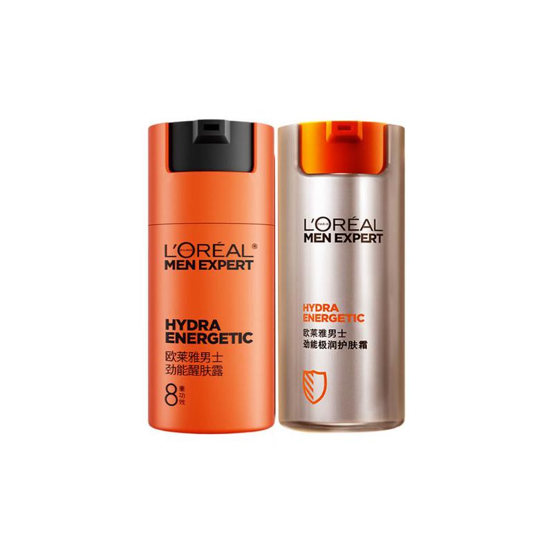 Loreal Paris Men s Care , Mens hydrating and brightening set - two-piece set 50ml of energizing skin lotion 50ml of energizing moisturizing cream