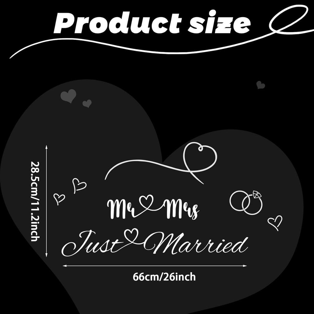 2 Pieces Car Decals Wedding Car Decorations Vinyl Decal Window Sticker Remova
