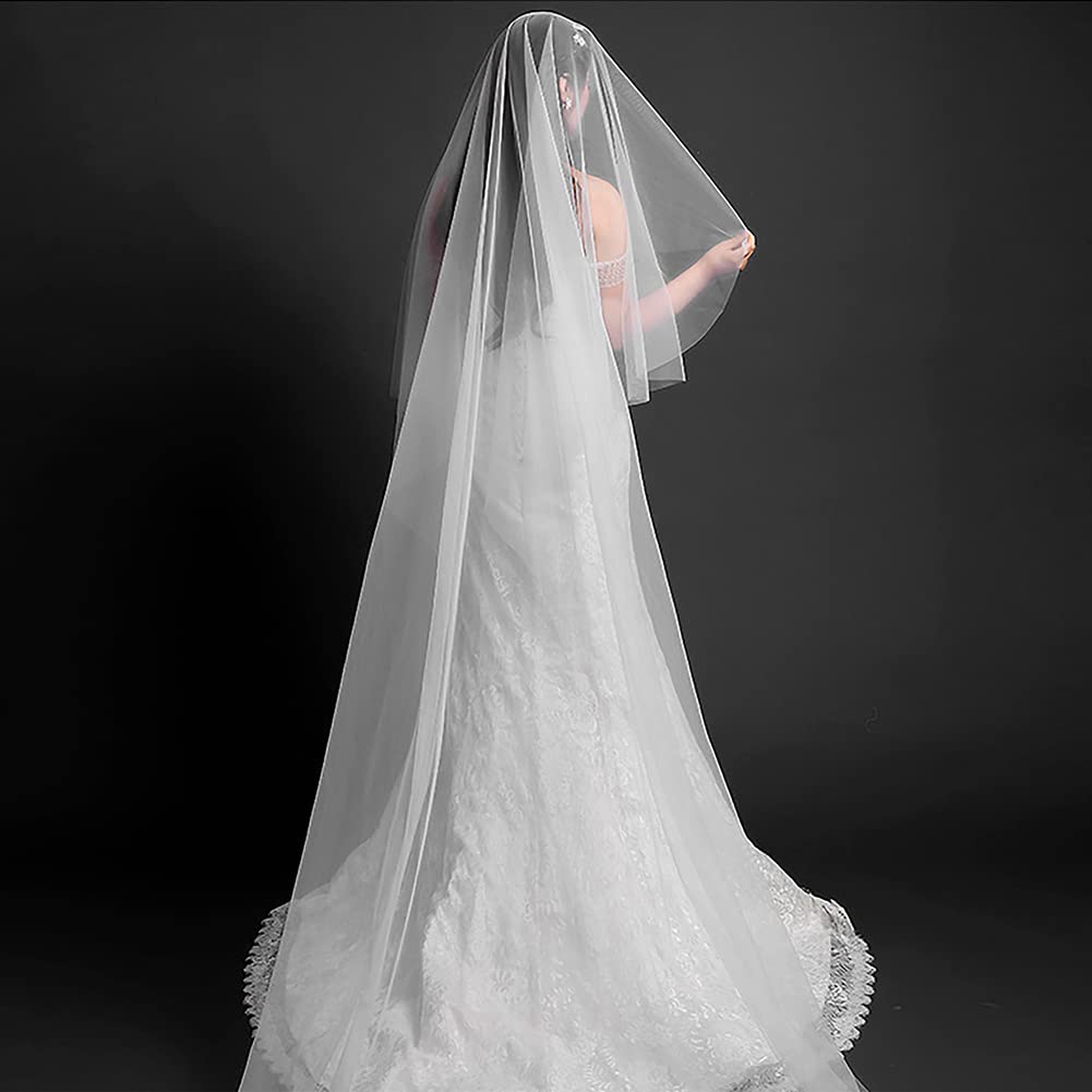 LONTG Wedding Bridal 5m Hair Wedding Bridal Photo Location Net Yarn Bridal Thin Mesh White Veil, Veil, Long, Accessory, Veil, Dress, Shoot, Beach,