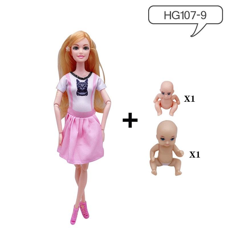 11.5 Inches Pregnant Doll Mom Have 2Pcs Baby In Her Tummy with 1Pc Clothes Educational Dolls Girl Toy for Girl Gift