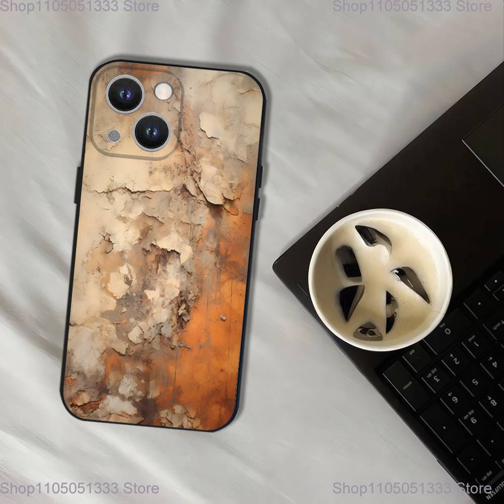 Retro Industrial Style Rusty Phone Case For iPhone 17,16,15,14,13,12,11,Pro,XS,Max,XR,Plus,E,SE4,Mini Black Soft Cover