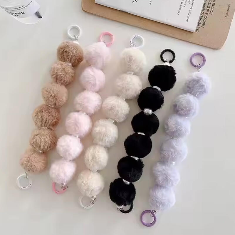 Fluffy Pom Pom Phone Strap Smartphone Accessory