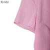 ZANZEA Rochie Casual de Vară cu Mânecă Scurtă și Gât în V pentru Femei, Culoare Solidă