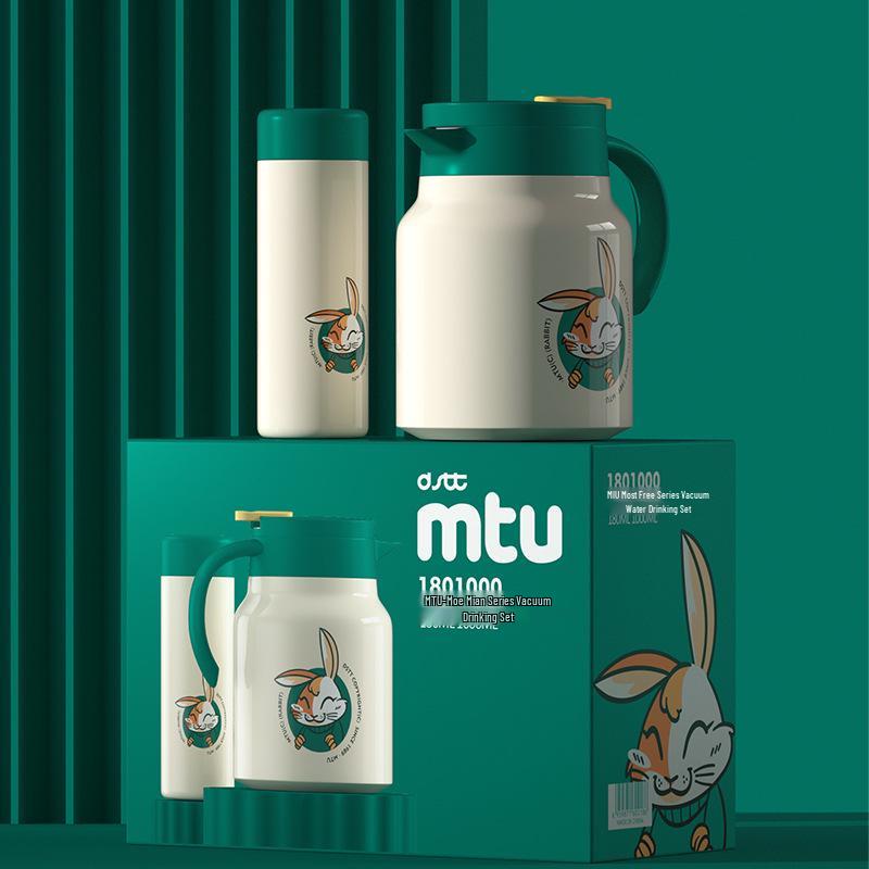 Urban Wife Rabbit Stainless Steel Thermos & Cup Set - 24-Hour Insulated Gift Thermos Flask + Insulated Cup