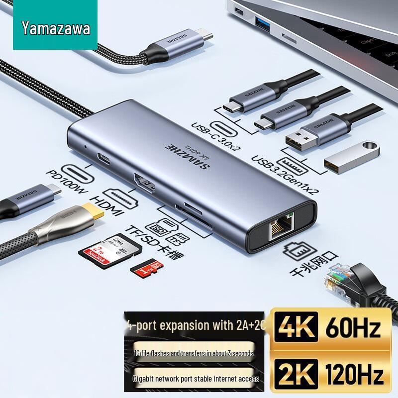 ShanZe 9-in-1 USB-C Docking Station with 4K HDMI, Gigabit Ethernet, and More